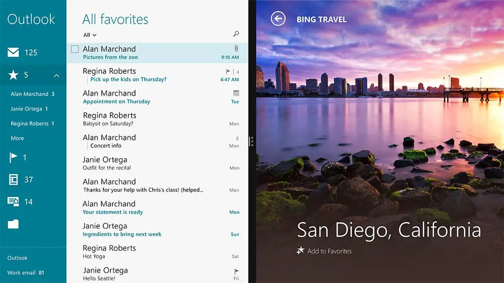 Windows 8.1 Pro Outlook Email and Multitask