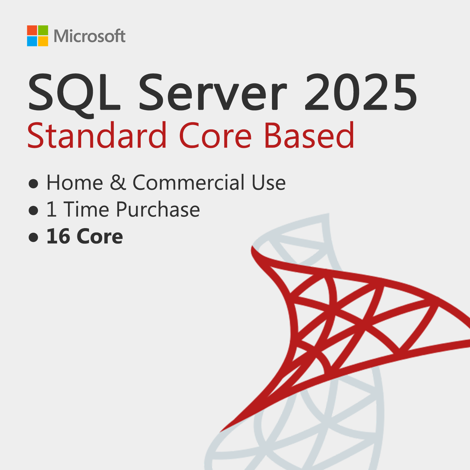 SQL Server 2025 Standard Core Based - 16 Core Activation License Key for 1 User